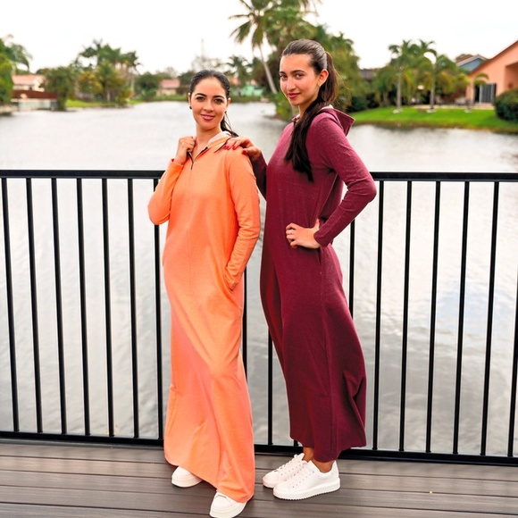 DEVORAH'S SECRET Modest Robe Front Zipper Hoodie French Terry Cotton - Picture 2 of 3